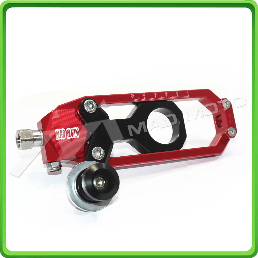 Motorcycle Chain Tensioner Adjuster with paddock bobbins kit for Yamaha YZF-R1 2006 R1 06 Red&Black (7)