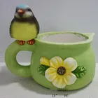Cute bird figurine planter cup shaped ceramic flower pots