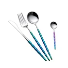 Best Quality 7 colors bamboo joint series knife fork spoon flatware 18/8 stainless steel cutlery