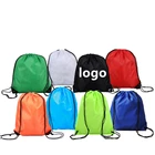 Custom logo printed custom shopping plain non woven drawstring backpack