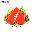 Customized wholesale cute metal rose heart shaped enamel lapel pin