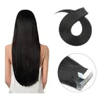 #1 black Brazilian natural real hair extensions suppliers 100 remy human full head hair extensions tape in extensions
