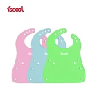 Fscool New Fashion Upgrades 4 Levels Adjustment Easily Wipe Soft Waterproof Silicone Baby Bibs