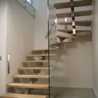 House Modern Single Stringer House Steel Staircase With Solid Wood Tread