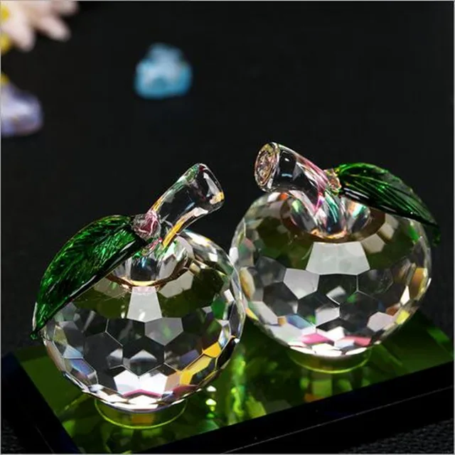 clear couple crystal apple for wedding favor,craft,souvenir,gift