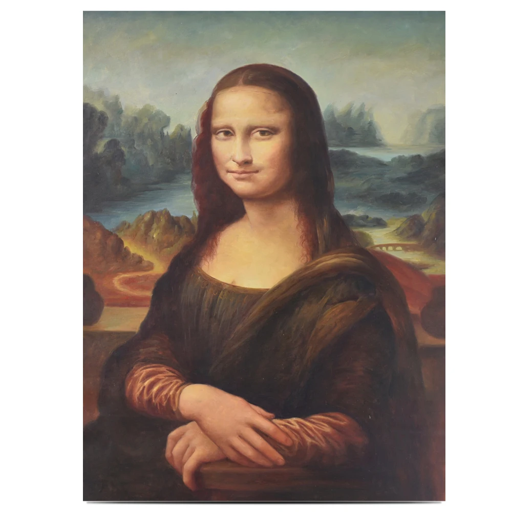 Velhos Mestres Reprodução Da Lona das mulheres Mona Lisa de Leonardo da Vinci Famosa Figura Pinturas de Arte com moldura