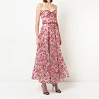 Latest fashion fancy embroidered lace bodycon dress off shoulder midi women evening dresses