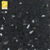 Black engineered stone slabs terrazzo floor tile with exotic design