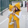 Korean version autumn and winter children's knit scarf hat integrated parent-child baby wool scarf