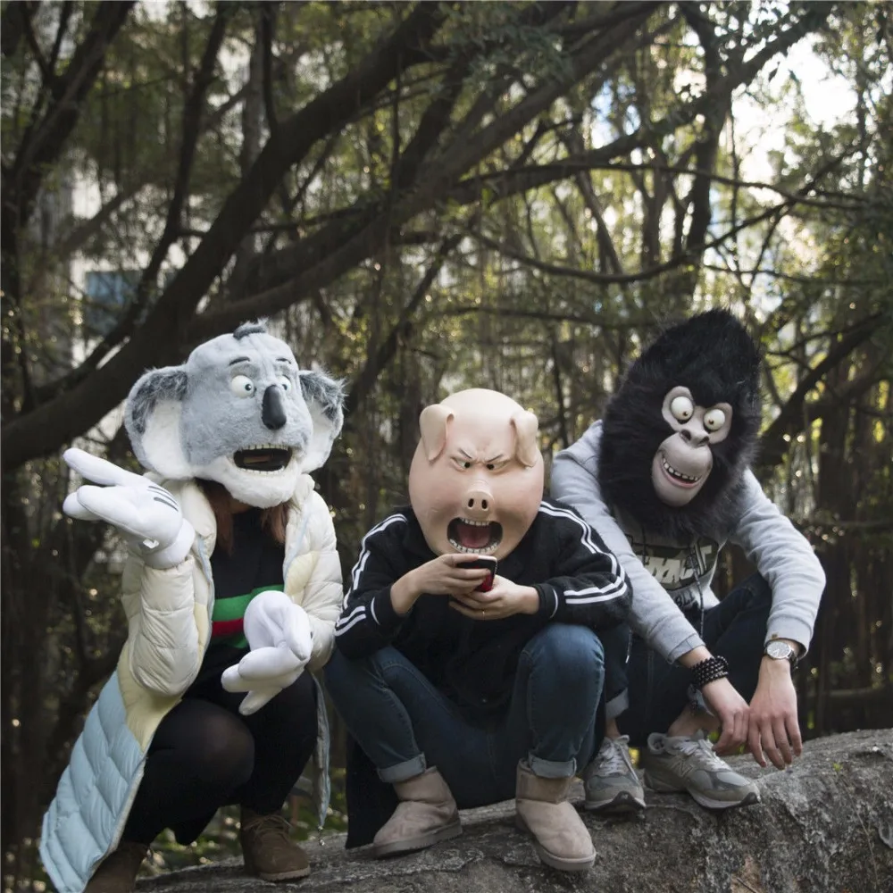 2016 Movie Sing Cosplay Gorilla Johnny Latex Mask Gorilla Animal Mask Halloween Party (3)