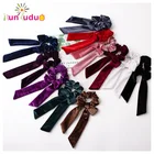 Scrunchies Wholesale Ribbon bow hair bands Velvet bow tie fashion ladies hair bands headdress flower can be customized