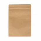 Custom Printed Flat Bottom Brown Kraft Paper Bag Zip Lock Snack Food Packaging Bag