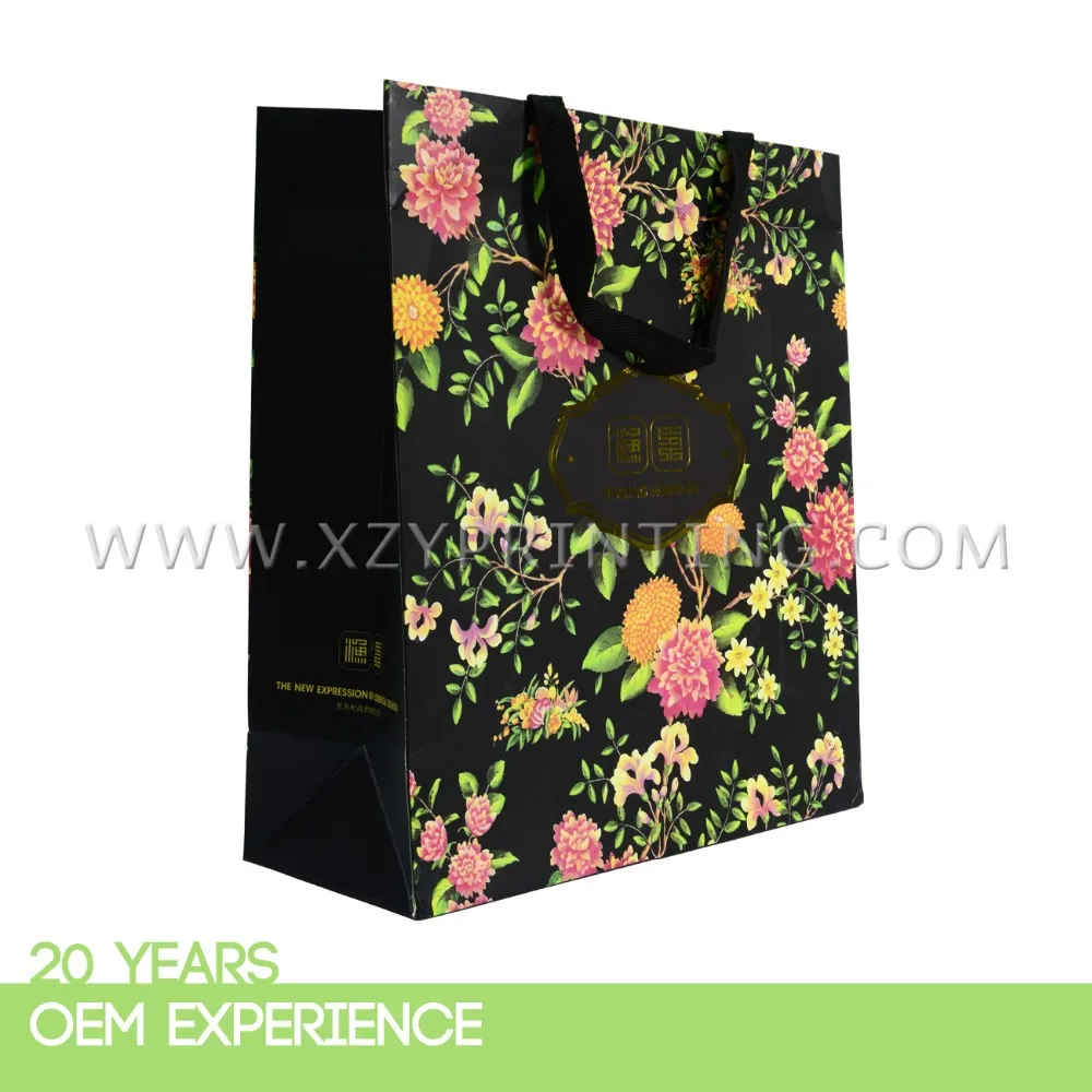 wonderful flower printing design paper bag packaging for