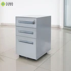 Metal mobile pedestal steel structure 3 drawers filing cabinet storage with cam lock