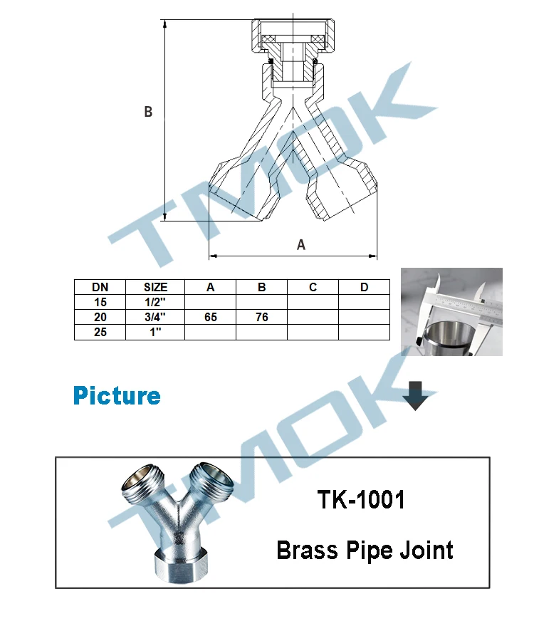 brass Y pattern nickel plating pipe joint