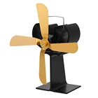 Heat Powered Fan Eco Wood Fireplace Fan 4 blades gold