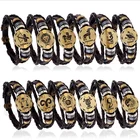Promotional Gift Leather Alloy snap fastener 12 Constellations Jewelry Zodiac Bracelet