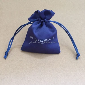 custom printed royal blue christmas gift satin drawstring pouch