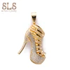 925 Sterling Silver Gold Plated High Heel Shoe Charms Pendant,Hip Hop Highheeled Shoe Pendant