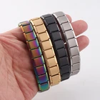 New Women Wristband Stainless Steel Elastic Adjustable Black Silver Germanium Magnetic Bracelet For Men Health Jewelry