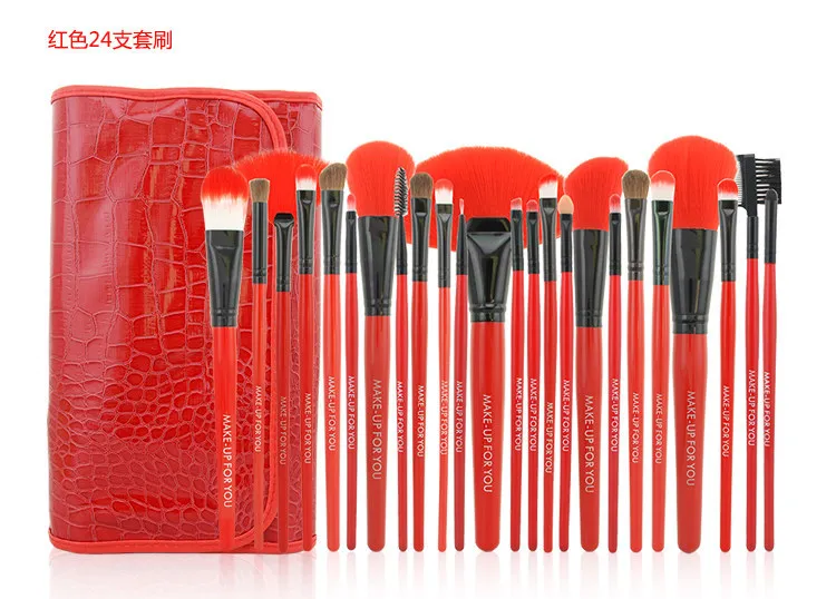 2014 HOT !! Professional 24 pcs Makeup Brush Set tools Make-up Toiletry Kit Brand Make Up Brush Set Case free shipping