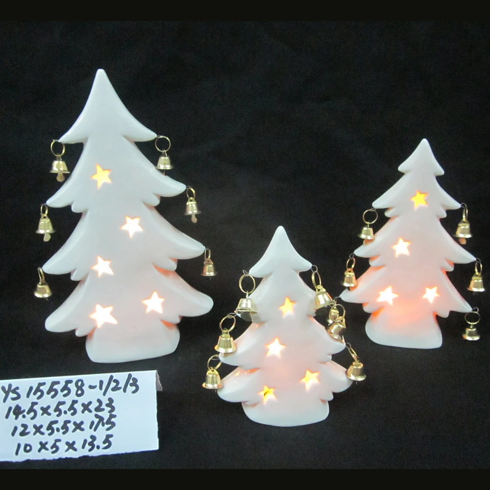wholesale decorative white lighted ceramic christmas tree
