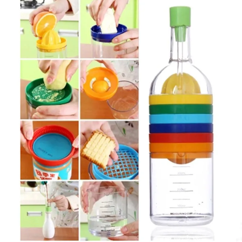 8 In 1 Multifunction Kitchen Gadgets Useful Bottle Professional Vegetable Gadget Separator Juicer Funnel Measuring Cup KC1467
