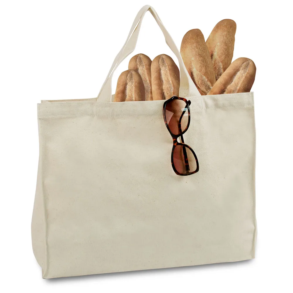 large oem cotton canvas tote bag/shopping bag with pockets