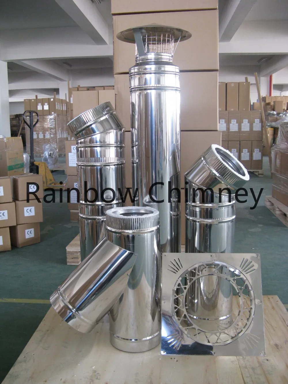 Ce Double Wall Spigot Chimney Stainless Steel Flue Pipe For Fireplace