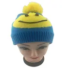 Embroidered New Color Raccoon Pom Pom High Quality Acrylic Jacquard Knitted Beanie Winter Hat