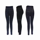 Womens winter fleece lined print fake jean legging