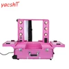 Yaeshii 2 In 1 Professional Beauty Vanity Train Box ABS Cosmetic Makeup Trolley Case With Light Mirror