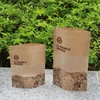 Brown and white kraft paper French food bag bakery plastic window loafs food bag