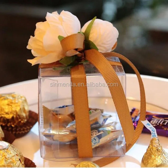 fashion clear favor box wedding pvc pet plastic folding gift box