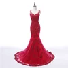 Beaded Lace Applique Mermaid Ladies Evening Dresses Custom Made Burgundy Color Long Backless Women's Evening Gowns Light Wear