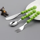 Kids Green Caterpillar Kids Plastic Cutlery And Party Cutleries Kids Stainless Steel