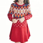 Wholesale girls autumn winter knitted cotton cashmere smart long sleeve christmas knitted dress