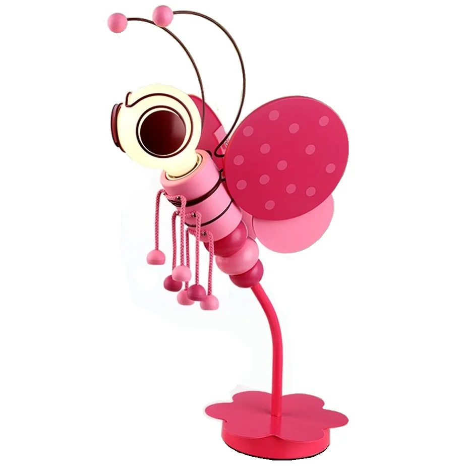 Настольная лампа Дети Творческий мультфильм теплая девушка спальня ночники милый розовый пчела декоративный свет настольная лампа