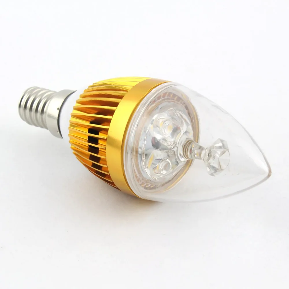 Led Candle Light Bulbs E14 AC85-265V Lathe Aluminium PC 120 deg. Warm/Cool White 3W 3LEDs for Home Commercial Lamps 4pcs/lot