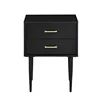 Black Unique Wooden Sofa Cube Side Table With Drawer for Bedroom Furniture