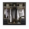 Multi Doors Wardrobe Cabinet With Mirror,Black Mirrored Closet