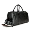 fashion business men cowhide leather duffle bag weekend travel gym luggage bag with independent shoes compartment