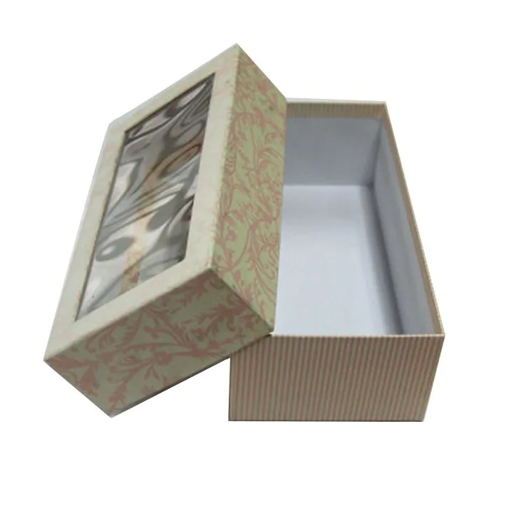 custom luxury desgin top lid gift box with clear pvc window