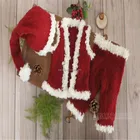 Hot Sale Newborn Santa Outfit Red Fairy Pant and Bonnet Baby Girl Bonnet Christmas Outfit Newborn Boy Overall Set
