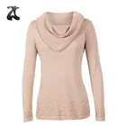 Fashion high quality women's long sleeve shawl collar knitted sweater by knitwear manufacturer