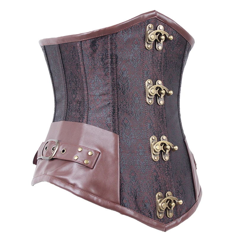 Brown Steampunk Clothing Women Plus Size Corset Top Clasp Gothic Full Steel Bone Corsets Underbust Bustier Sexy Cincher lingerie