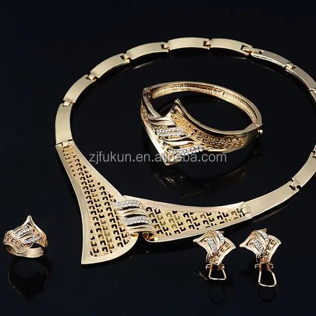 plated hollow alloy wing necklace bracelet earring ring jewelry