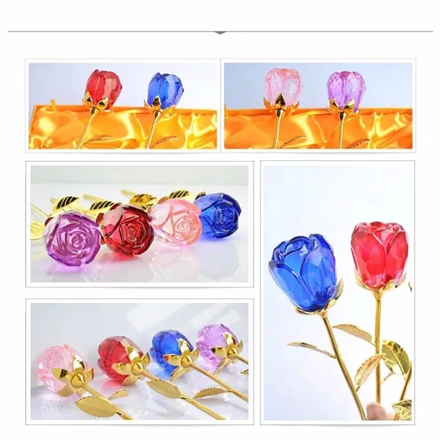 romantic artificial crystal rose flowers valentines day gift