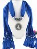 Solid blue women costume scarves lady head cameo pendant jewelry scarves women jewelry scarves