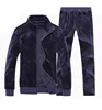 Custom plain sportswear softer velour fabric mens velvet tracksuits